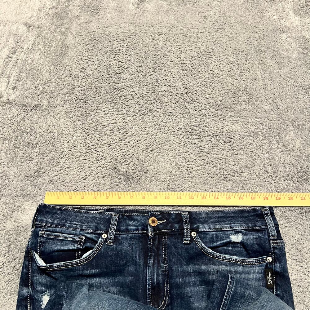 Silver Jeans Womens 18 Avery Skinny Crop Distressed Blue Denim Pants - Picture 8 of 11